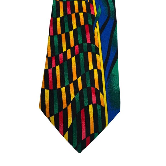 VTG 90s Rush Limbaugh No Boundaries Multicolor Abstract Pattern Tie Colorful - Picture 2 of 9